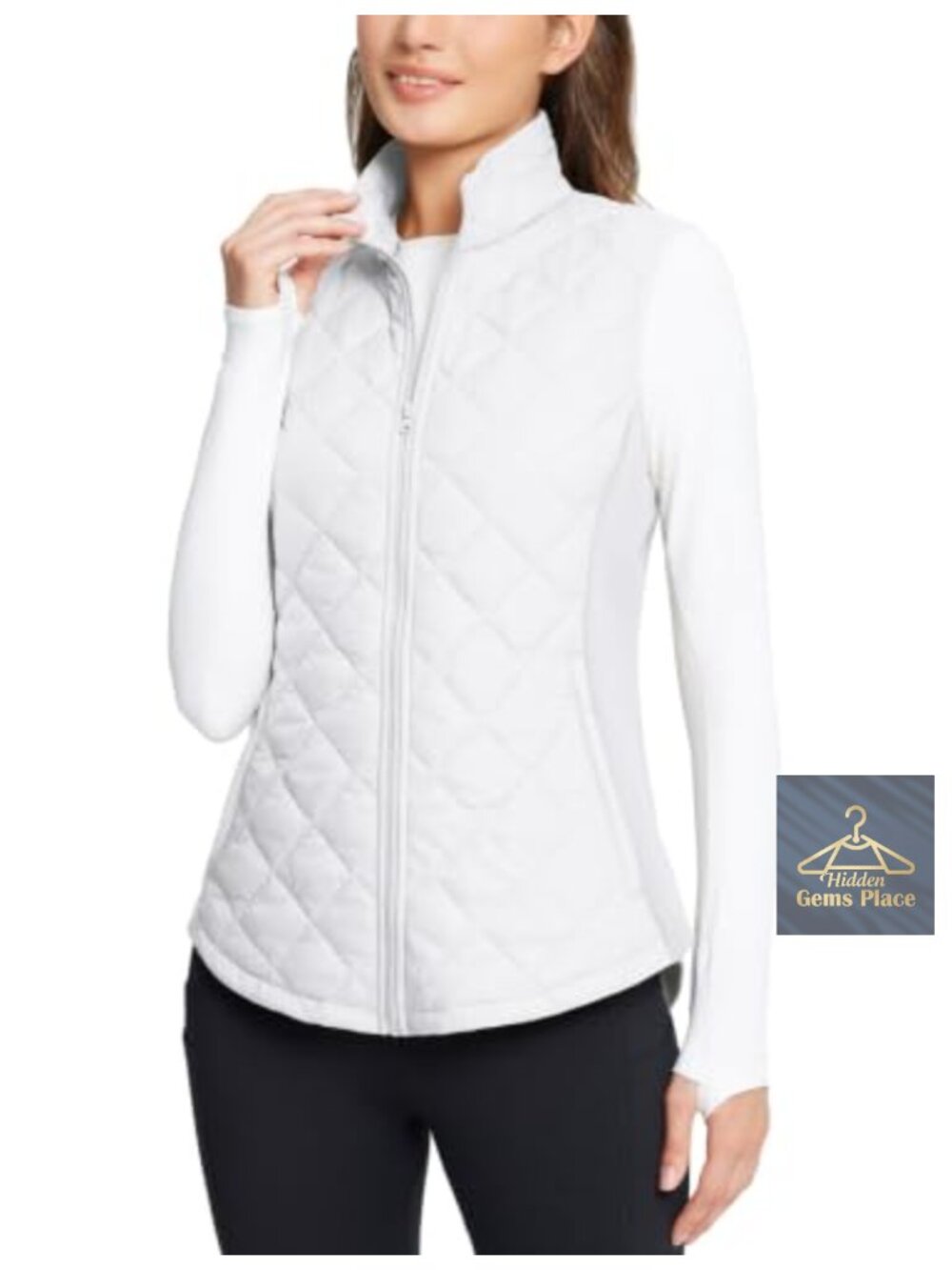 Quilted Puffer Vest Lightweight Warm Full Zip Mock Neck